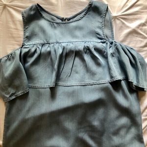 Lauren Conrad Chambray Cold Shoulder Top